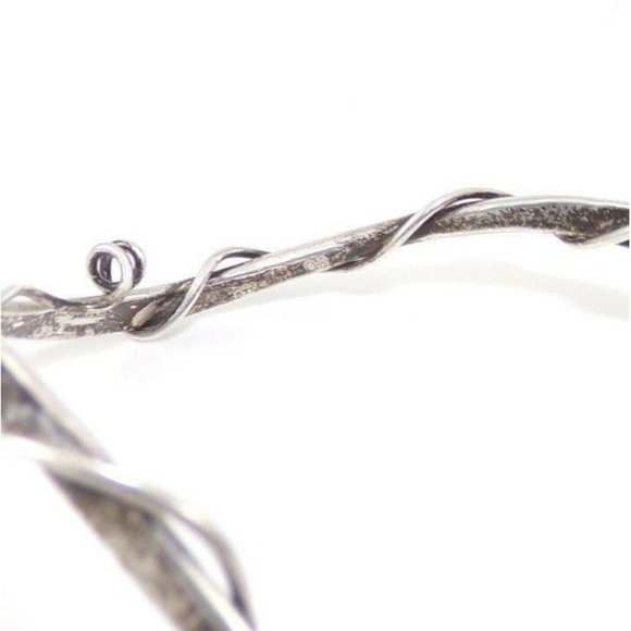 Sterling Silver Geometric Wire Spiral Wrap Curved Bangle Bracelet - Picture 4 of 5